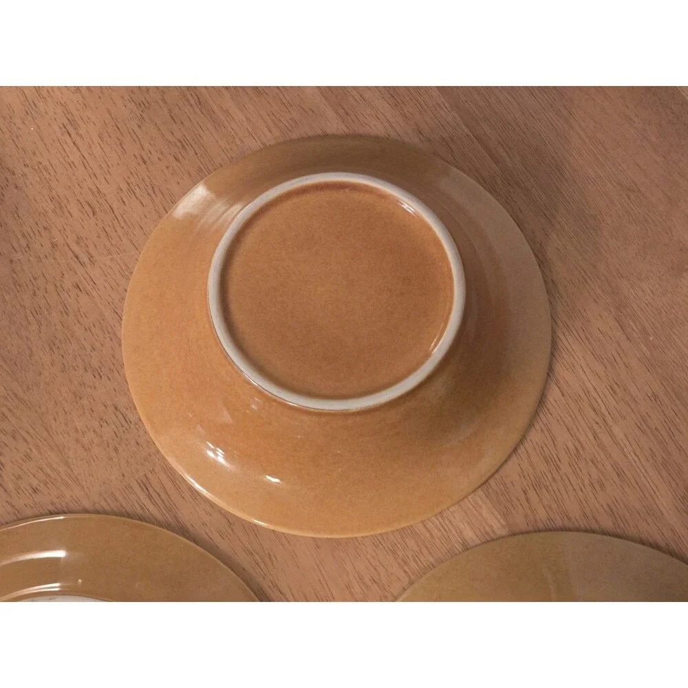 Pier 1 Spice Route Ginger Stoneware 3 Pc Set Beaded Rim Soup Bowl Salad Plates